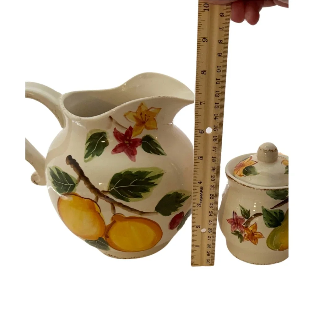Maxcera Harvest Fruits Pitcher and‎ Sugar Bowl Set – Vibrant Fruit Design